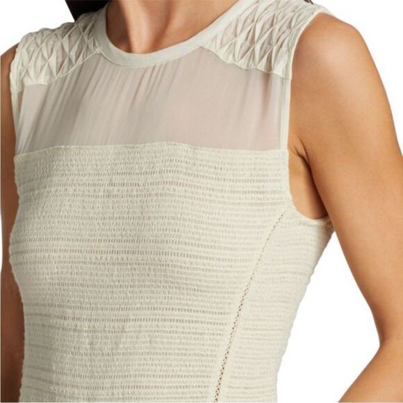 Rag & Bone Cream Embroidered Fitted Ribbed Tank Top Size 4 - Picture 2 of 7